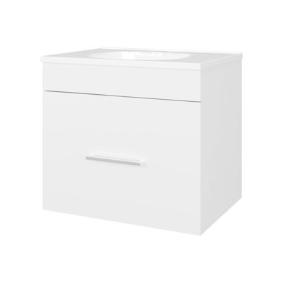 Le meuble-lavabo blanc à 1 tiroir avec lavabo rehausse la fonction et le style, mesure 20,5 po de hauteur, 23,2 po de largeur reflète naturellement le rangement organisé,