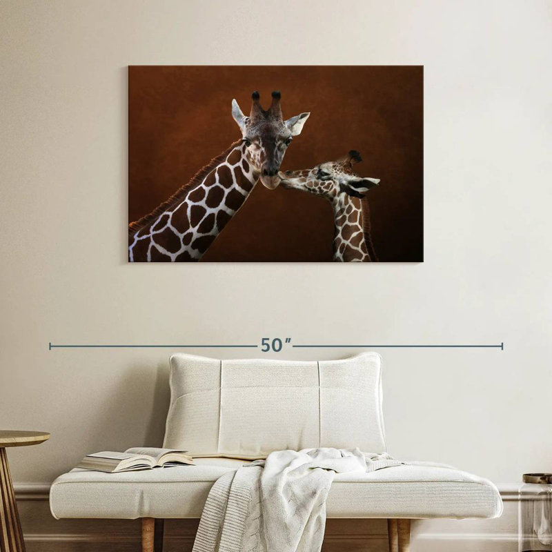 Girafe embrassant maman, H 26 po x l 39 po