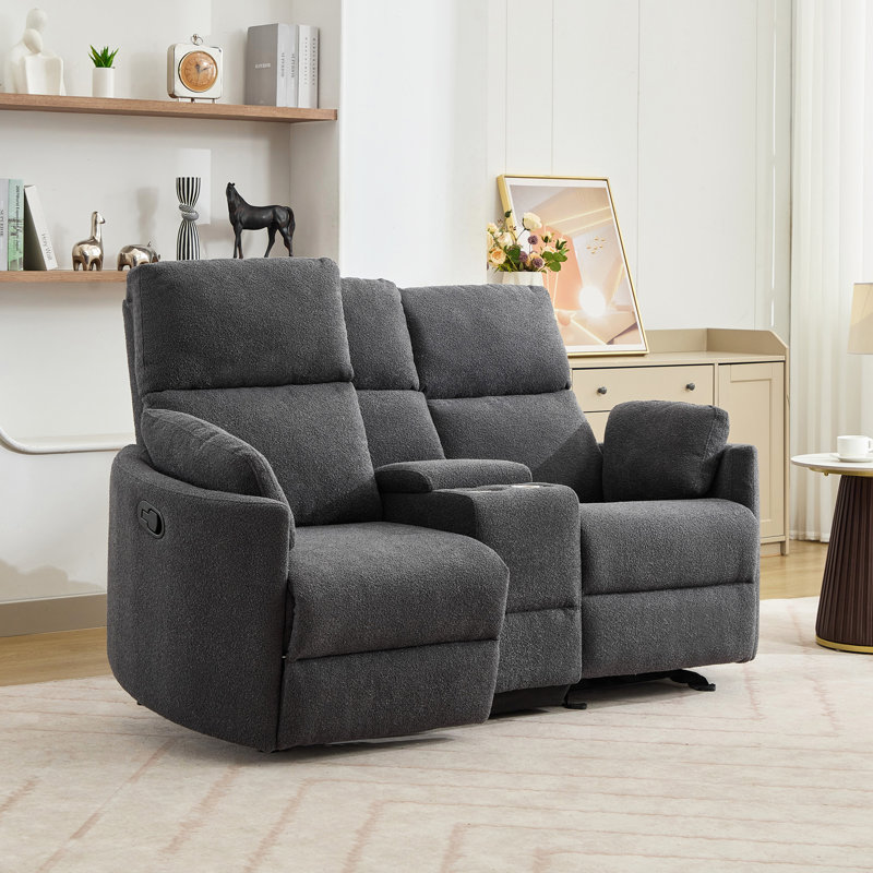 Powell 2 Seat Rocker Recliner Sofa with Centre Console, Dark Grey