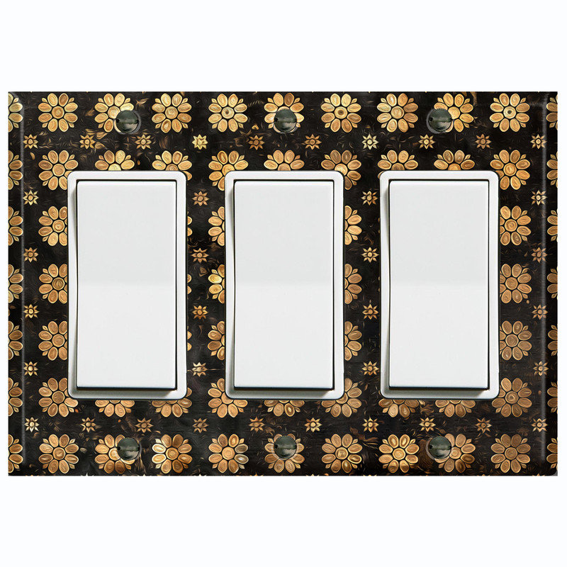 Couvercle de plaque d'interrupteur en métal; Fauteuil à bascule GFI 3 bandes US Standard - emblèmes floraux