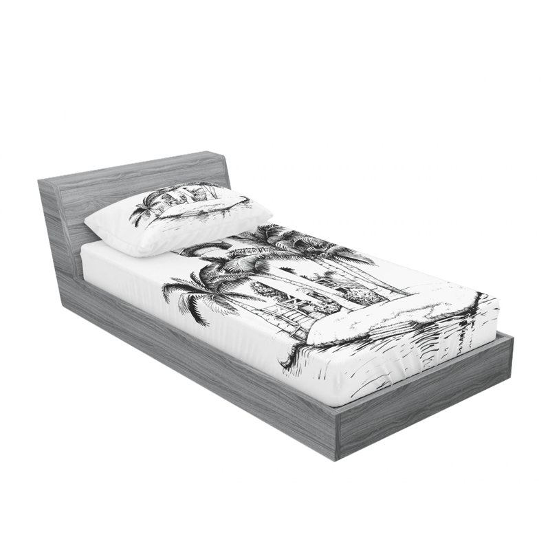 Microfiber Toile Sheet Set, Twin XL Sheet Set with Fitted Sheet