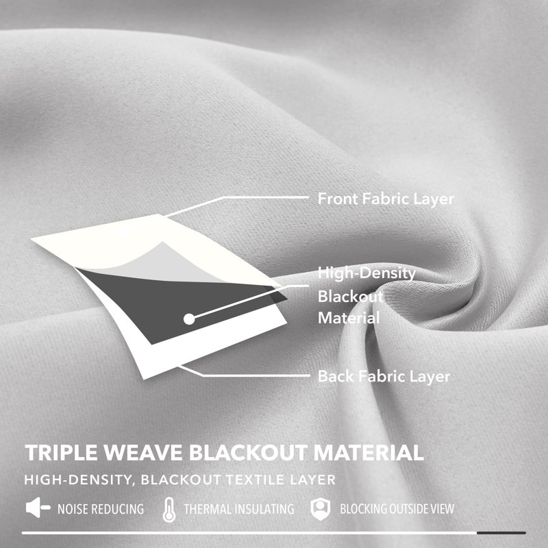 Rideau occultant en polyester Haileigh, L 42 po x L 95 po, Blanc grisâtre