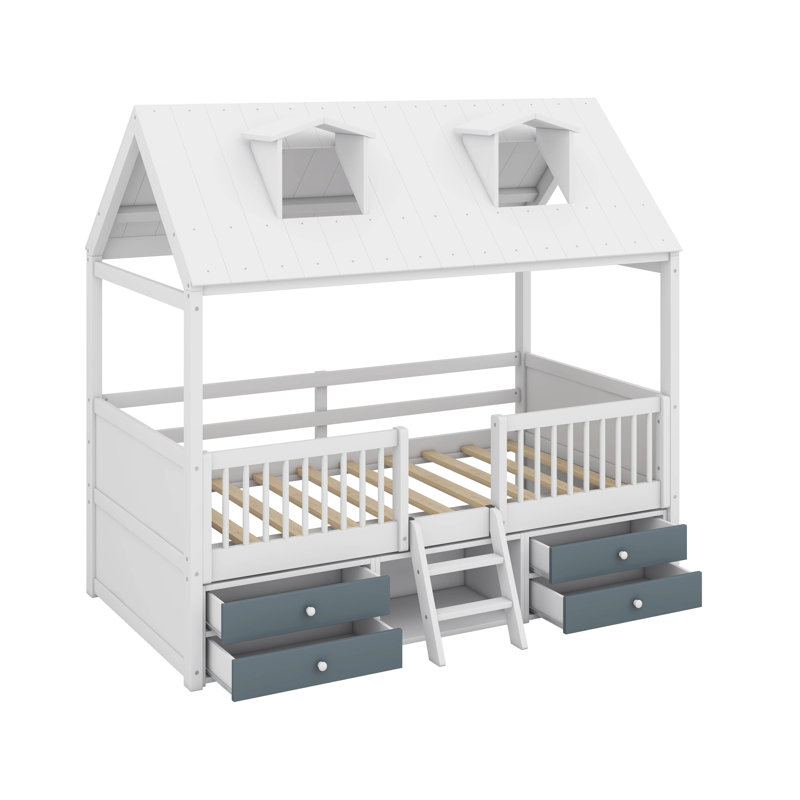 Lit simple en bois, Blanc