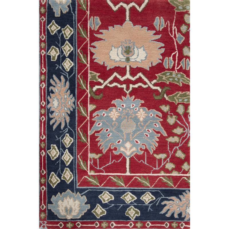 Sultana Wool Oriental Area Rug in Red/Navy/Green/Beige, Rectangle 12' x 15'