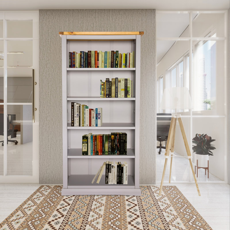 Bingham 180cm H x 90cm W Standard Bookcase, Grey/Brown