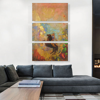 «Muse Auf Pegasus 1900» par Odilon Redon, ensemble de 3 reproductions d'art sur toiles tendues