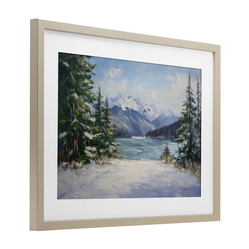 «Frozen Winter Lake», reproduction d'art sous verre encadrée par Petal Prints Design, H 14 po x l 20 po