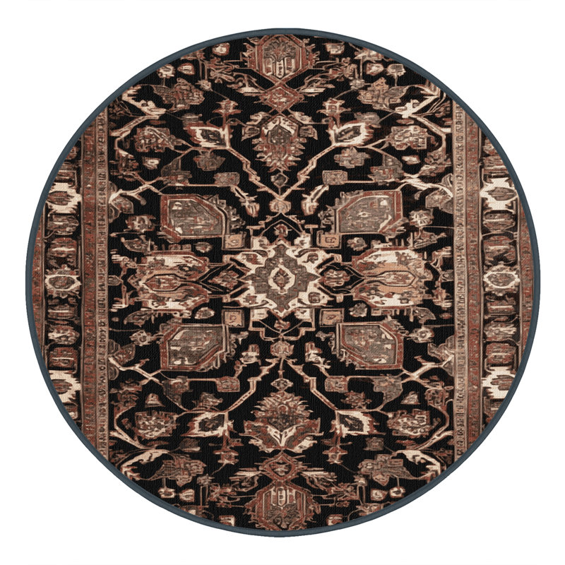 Tapis brun lavable à la machine, Rond 5 pi