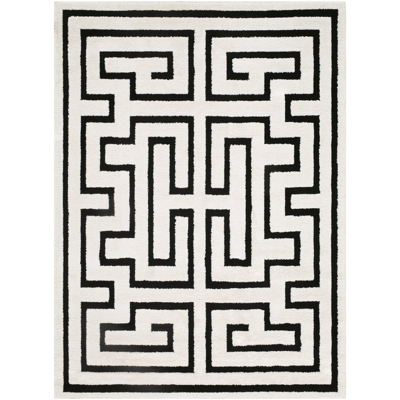 Rachel Zoe X Livabliss The Studio Edit Machine Woven Rug, Black/Beige, Rectangle 7'1 x 10'