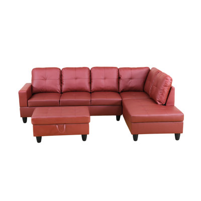 Yuga Faux Leather L-Shaped Sectional