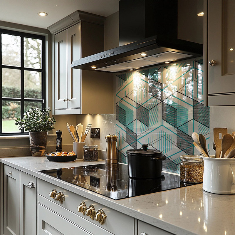 Geometric Hexagons Splash Back, 70cm L x 50cm W