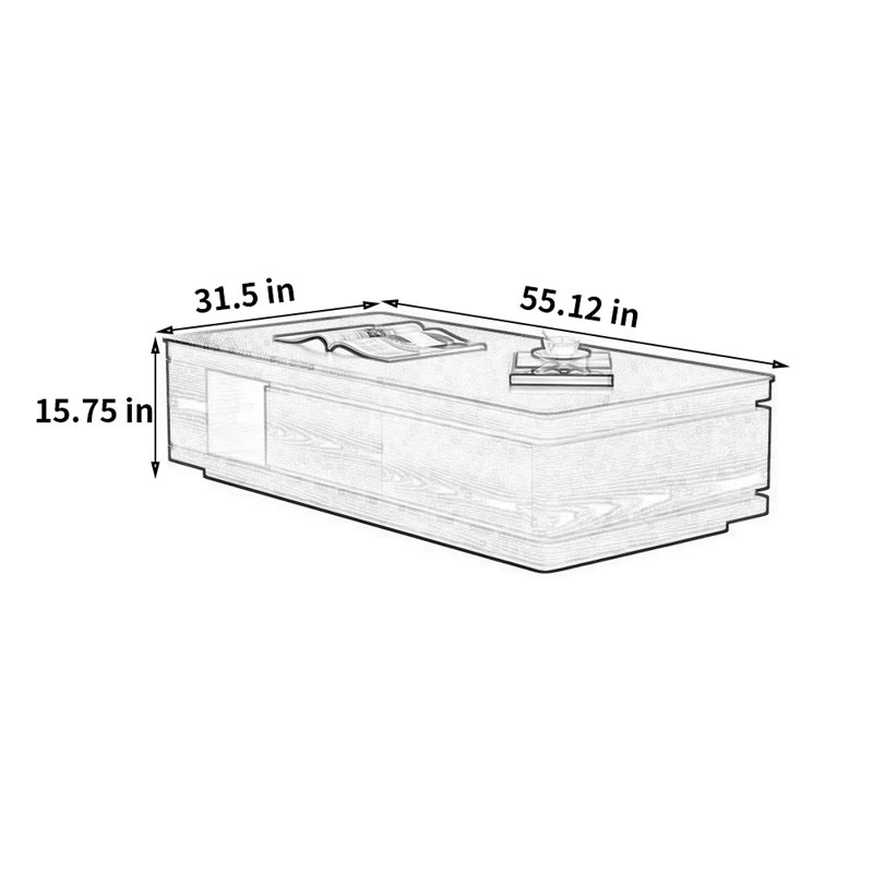 Table basse Modern, H 15,75 po x L 55,12 po x l 31,5 po, Blanc
