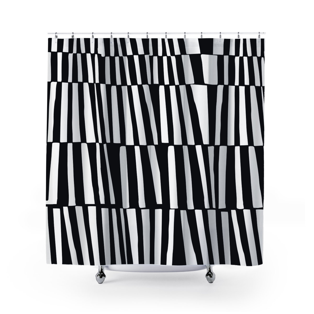 Thora Abstract Mid-Century Shower Curtain, Black