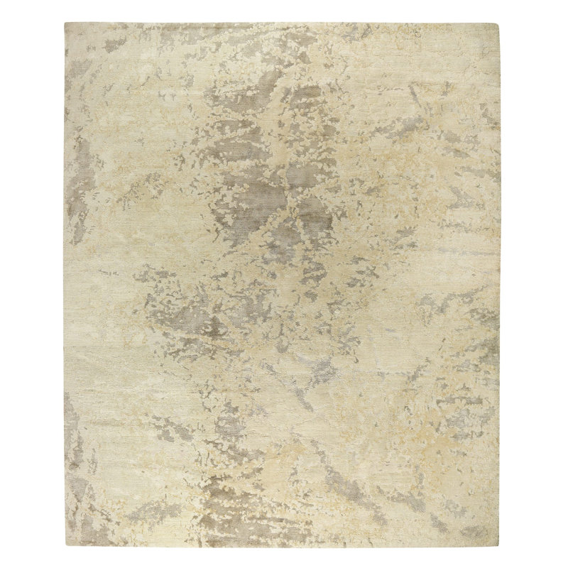 Meadow Hand Woven Linen and Silk Abstract Area Rug, Rectangle 8' x 10'