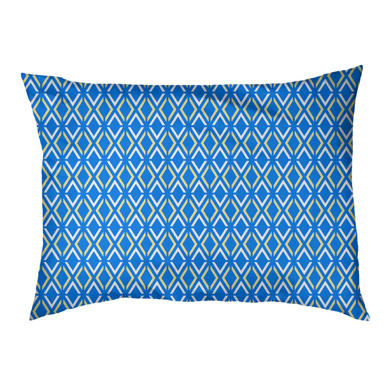 Coussin Byrge, Moyen (L 29,5 po x P19,5 po x H 9,5 po), Bleu / Jaune
