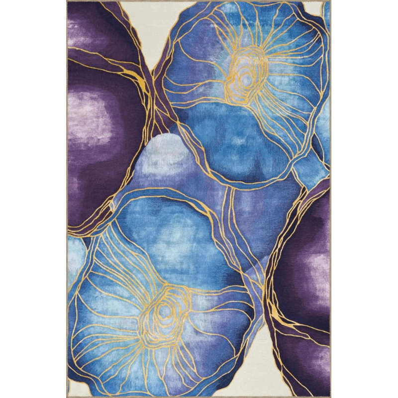 Tapis décoratif moderne mauve à motif prismatique abstrait, Sous-tapis rectangulaire 5 pi 1 po x 7 pi 7 po inc