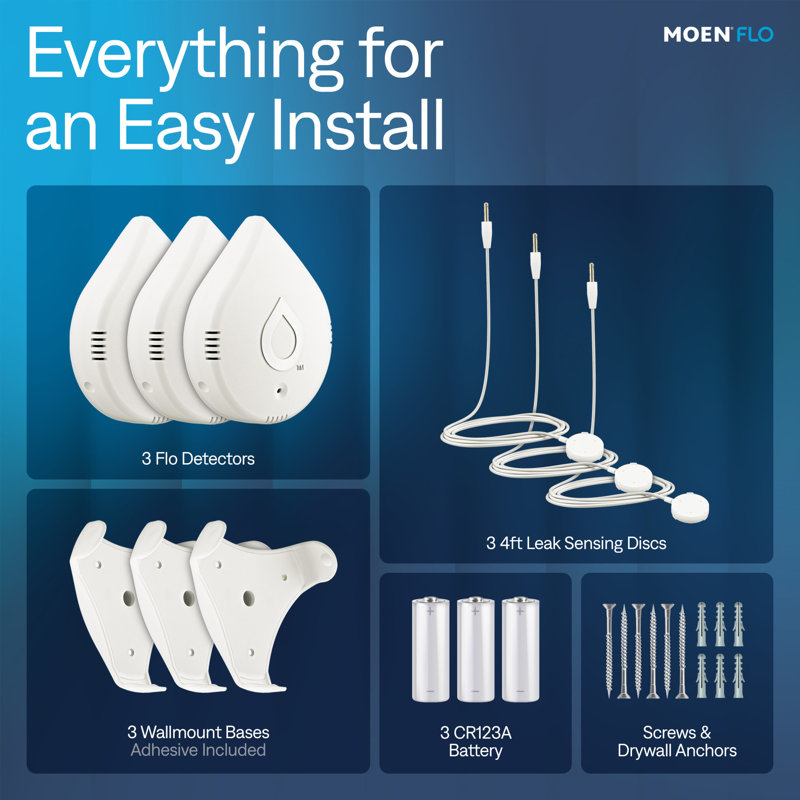 Moen Smart Water Leak Detector, 3 Pack
