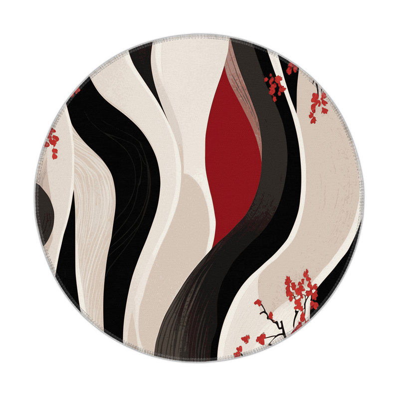Sakura Swirl Indoor And Outdoor Area Rug, Round 5'