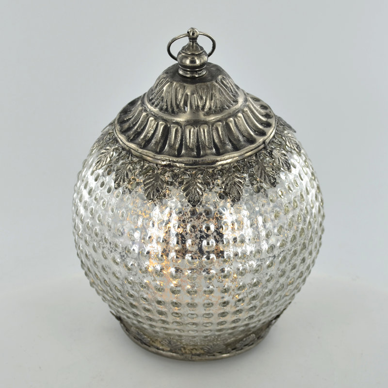 Ornate Moroccan Styles Gold & Silver Glass Lanterns, Silver