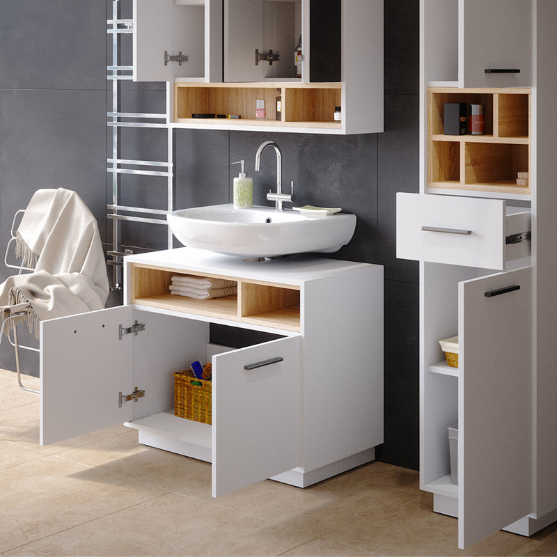80Cm Free-Standing Single Bathroom Vantity Base Only, White