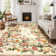 Rugs for Living Room Washable Floral Area Rug Non Slip Soft, Low Pile Ultra-Thin Carpet for Entryway, Kitchen, Bedroom, Beige