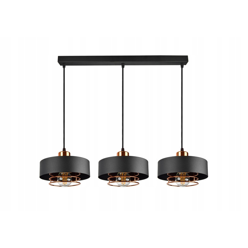 Hico 3 - Light Kitchen Island Pendant, Black