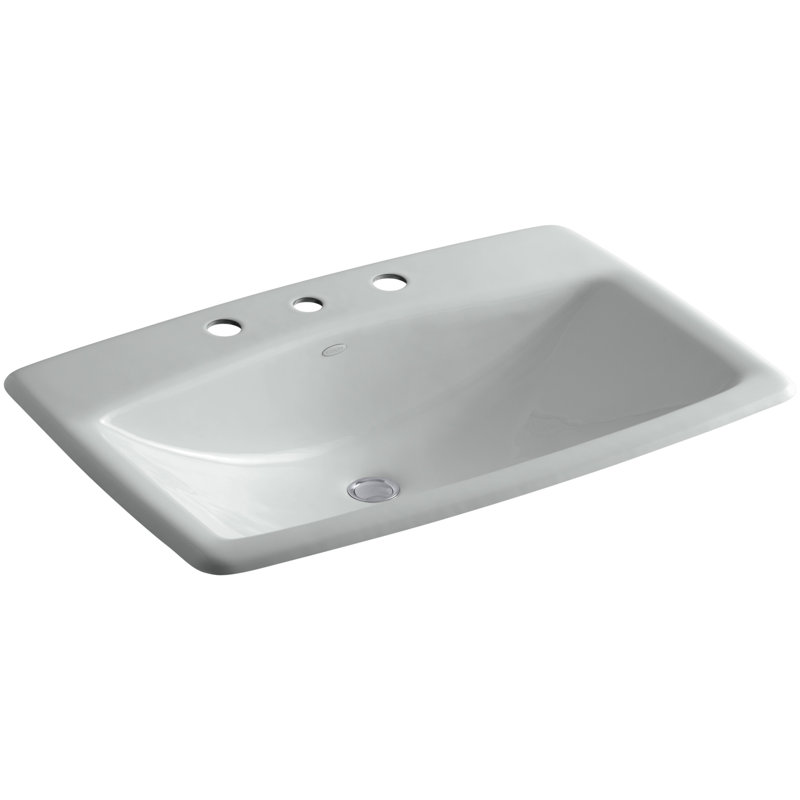 Man's Lav Metal Rectangular Drop-In Bathroom Sink with Overflow, Ice Grey