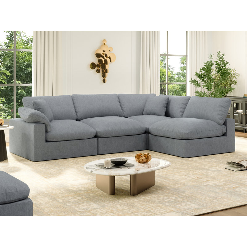 Canapé rembourré, canapé modulaire Cloud, Mélange de lin gris