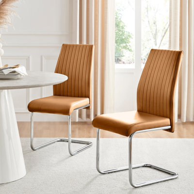 Chaises de salle à manger en simili cuir chromé Lazare (ensemble de 2)