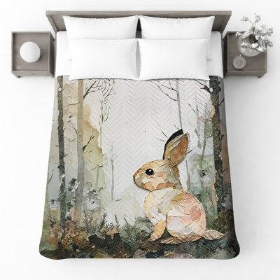 Couvre-lit lapin Collage Forest