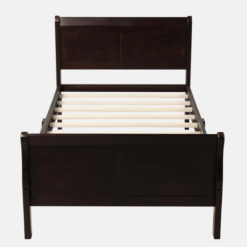 Lit plateforme en bois massif Kirbee, Simple, Noir