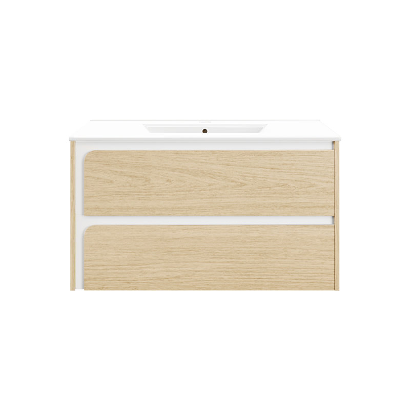 Meuble-lavabo en bois naturel 36 po Elyra, Brun naturel, 36"