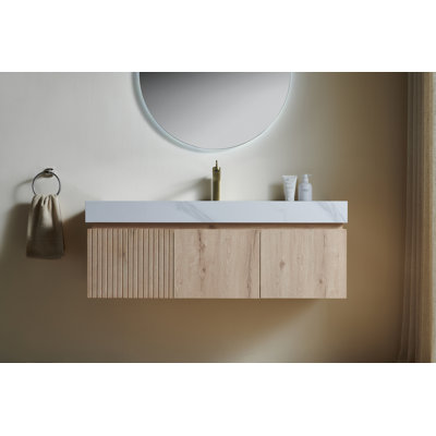 Muri 48" Floating Bathroom Vanity with Sintered Stone Countertop, Ceramic Basin & Soft-Close Drawer