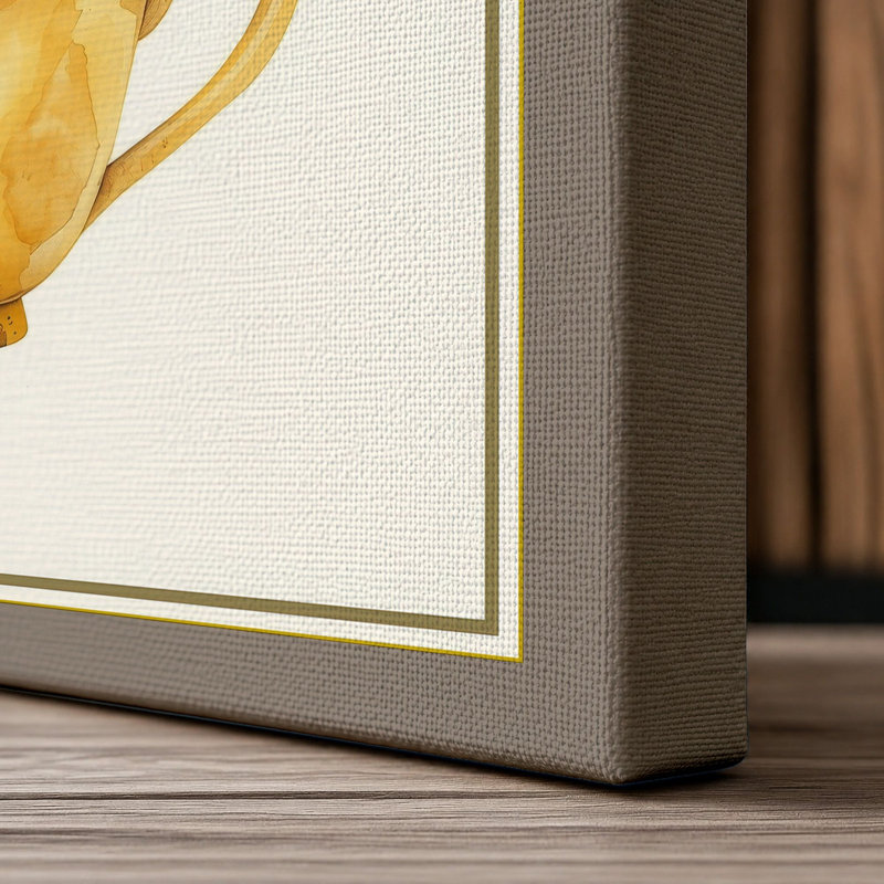 Steaming Tea Modern - Wrapped Canvas, 18x12 - 45.7 x 30.5 cm, Taupe Border