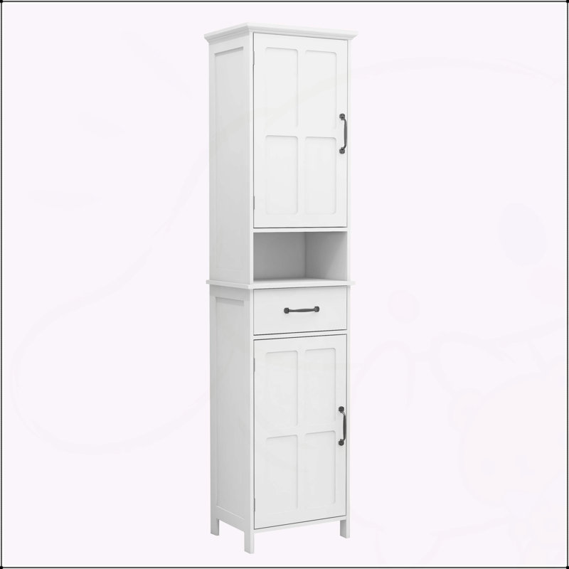 Versatile Double Door Slim Floor Standing Cabinet for Various Spaces, White