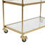 Chariot-bar à roulettes en métal laiton à 3 tablettes avec roues verrouillables, 38 po x 14 po x 31 po