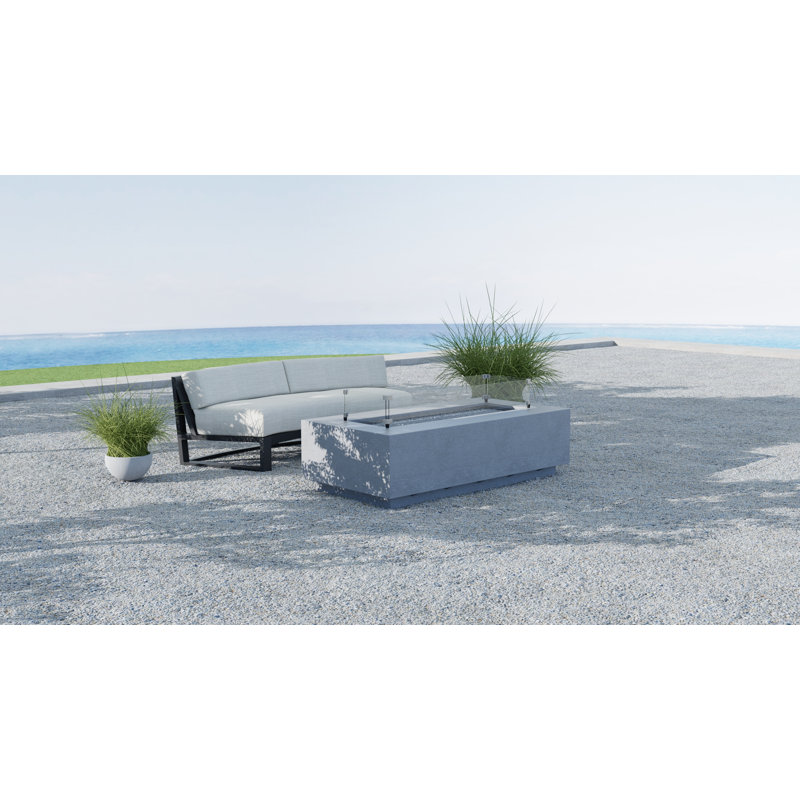 Bazaar Gravelstone Medium Concrete Propane/Natural Gas Fire Pit Table, 17" H x 60" W x 30" D