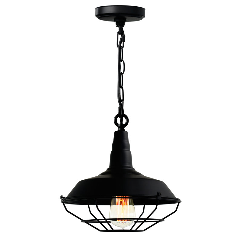 Joey 14'' Black Pendant Light - Adjustable Farmhouse & Industrial Hanging Fixture – 1 Light Mini Dome Chandelier for Kitchen Island, Dining Room, or Entryway