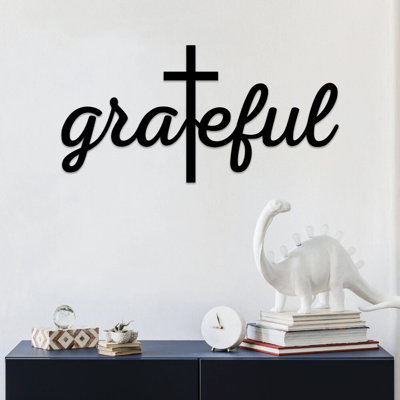 Art mural en métal Grateful Cross Script