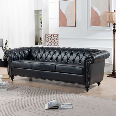 Chavonte 84.7'' Faux Leather Rolled Arm Chesterfield Sofa -  Alcott HillÂ®, 6D56BE5BA63A4918BA5C2506908DCF5F