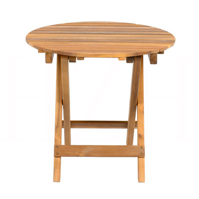 No Installation Required, Foldable And Adjustable Outdoor Acacia Wood Side Table (Teak Finish)