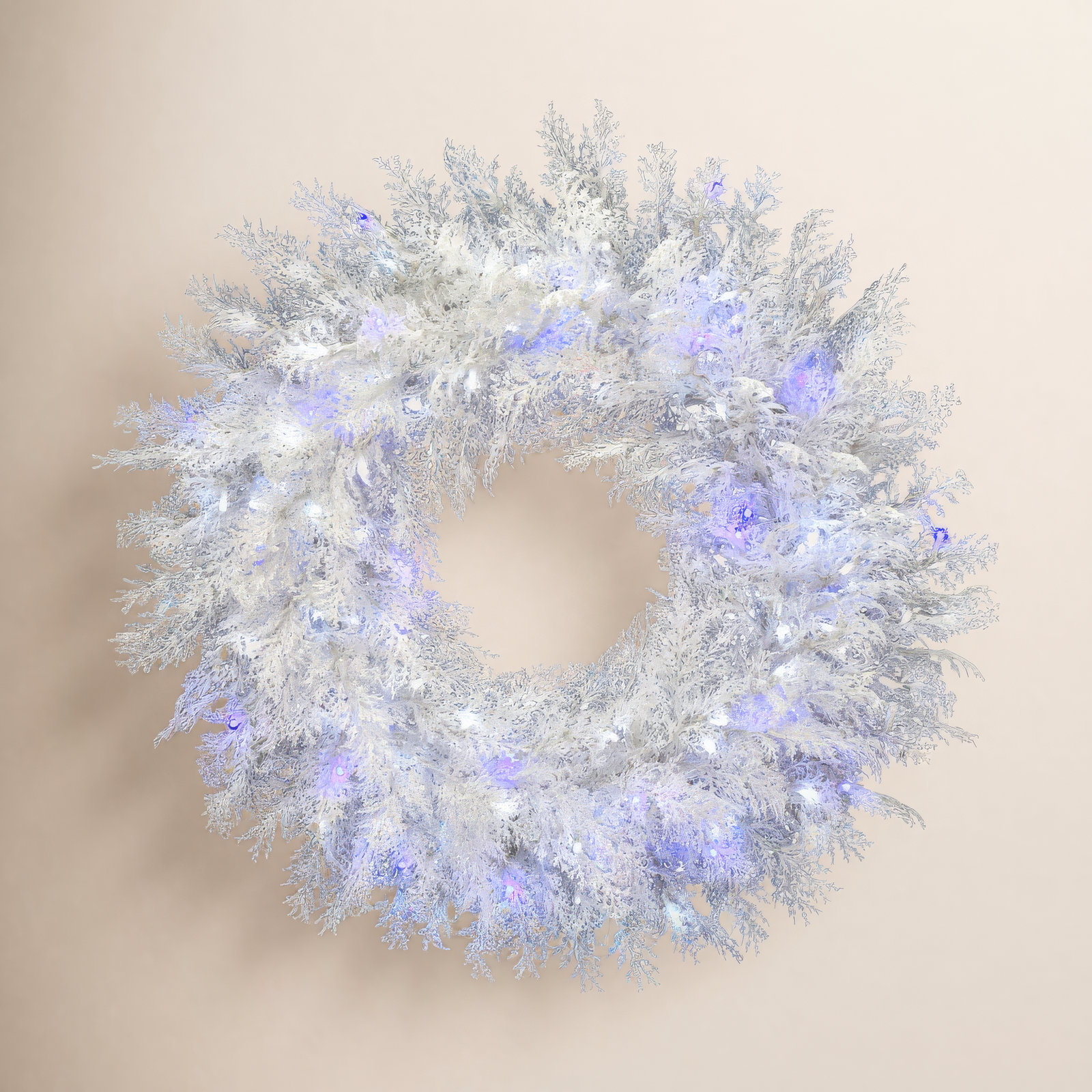 36" Frosted Pre-Lit Christmas Wreath