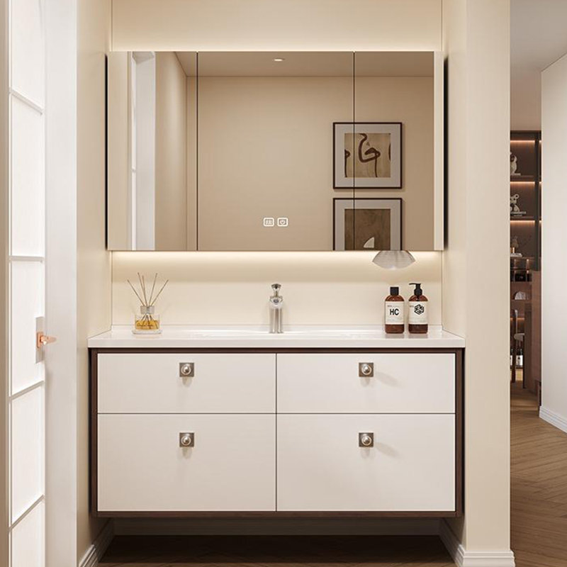 Armoire de salle de bain simple de style médiéval, Blanc