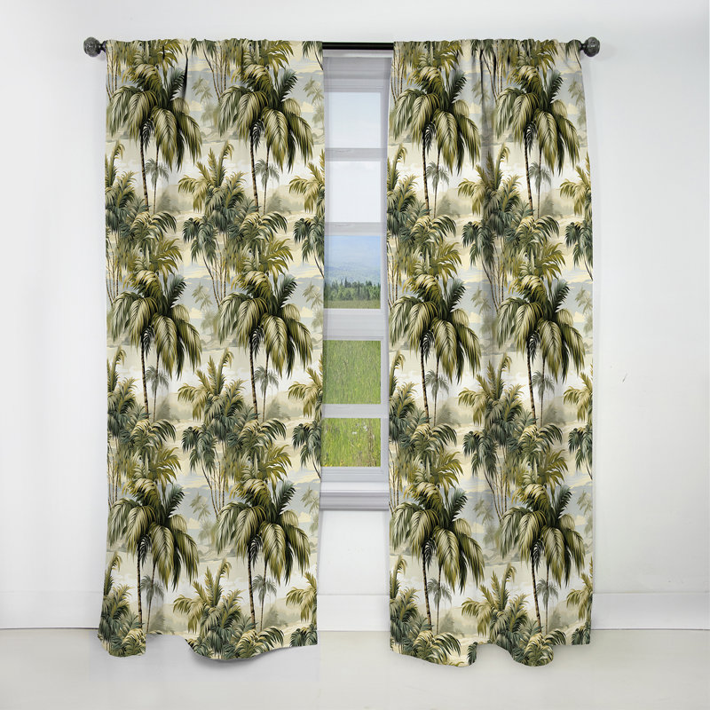 Motif tropical Whispering Palms - Rideau floral - Rideau occultant floral - 1 panneau, L 52 po x L 108 po