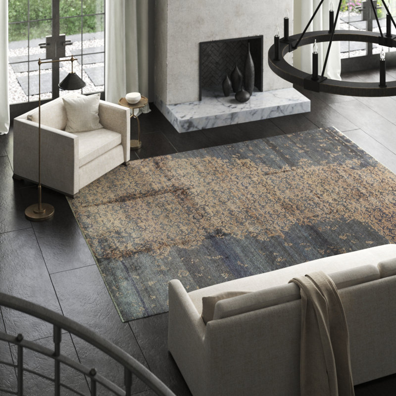 Abstract Area Rug in Brown/Peach