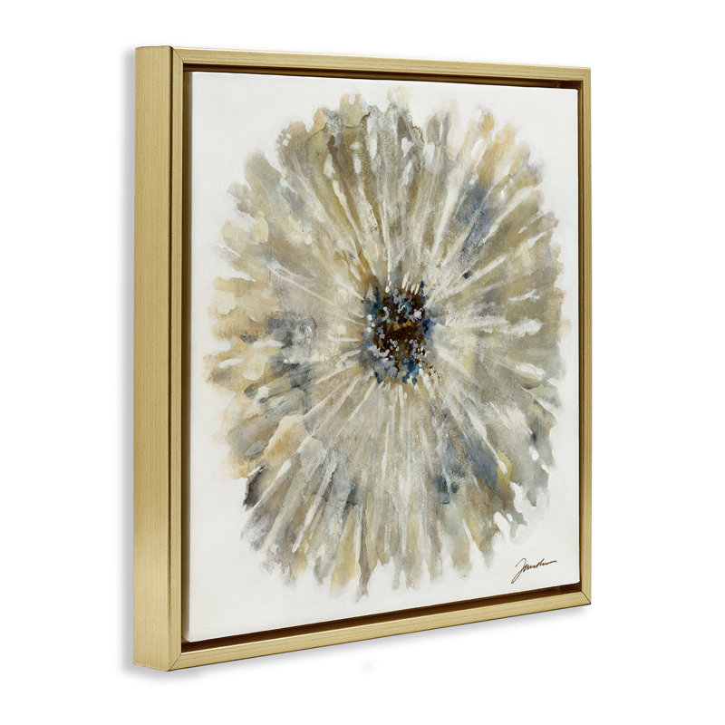 Cadre flottant neutre à fleurs abstraites rustiques, design par Liz Jardine, H 18 po x l 18 po