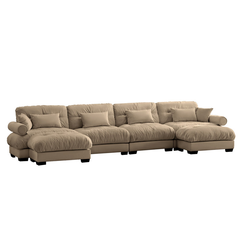 Canapé modulaire en U en forme de U avec repose-pieds mobile, canapé d'angle rembourré et confortable en velours convertible 4 places