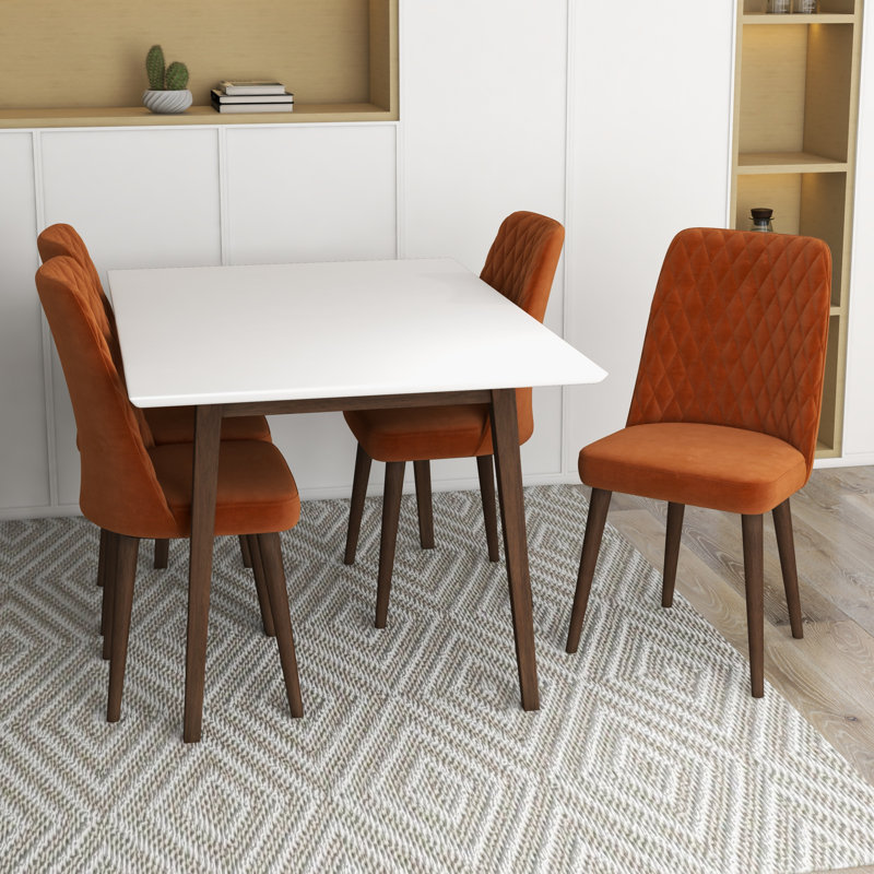 Hoeg 4 - Person Solid Wood Solid Wood Top Four Leg Dining Set