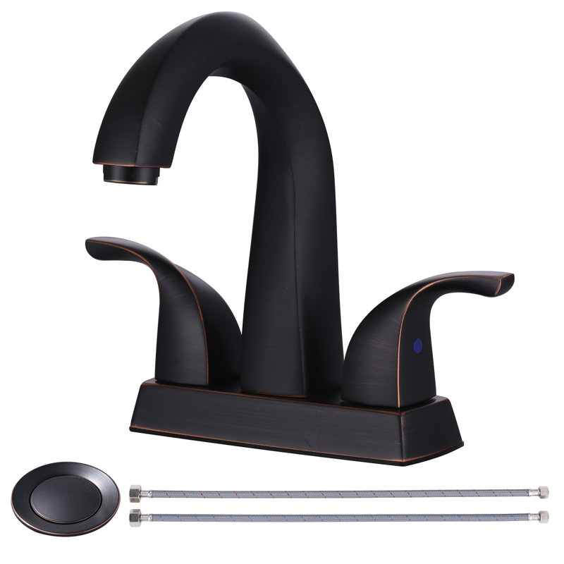 4 inch Double Handle Centerset Bathroom Sink Faucet with Drain Assembly, Oil Rubbed Bronze