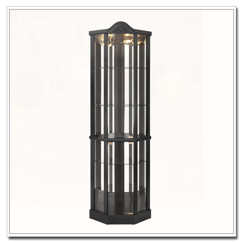Vitrine lumineuse en verre, Noir, H 72 po x l 17 po x P 17 po